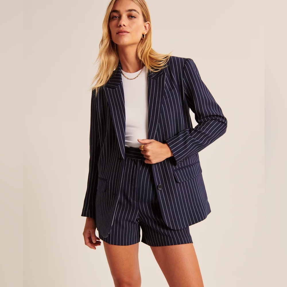 Pinstripe Navy Blazer Jacket - Women